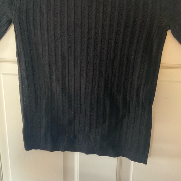Madewell Pointelle-Stitch Mockneck Sweater Tee Abyss Black Size XXS 2XS NWT - Picture 8 of 11